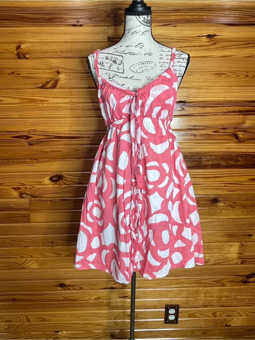 Theory Coral and White Abstract Print Dress